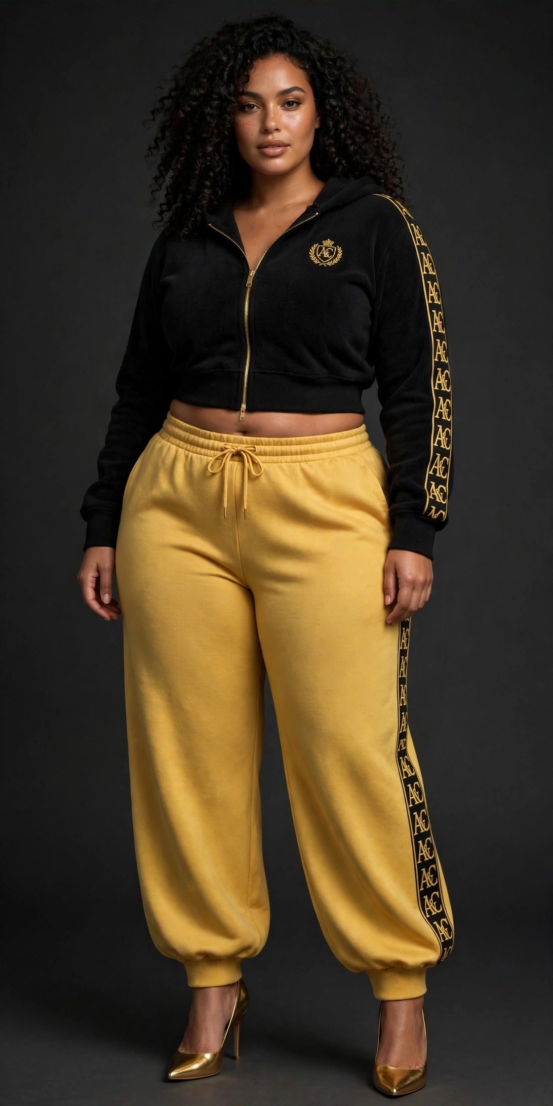 THE EMPIRE SNATCHED CROP ZIP HOODIE — EMPIRE BLACK — GROWN BUT SEXY