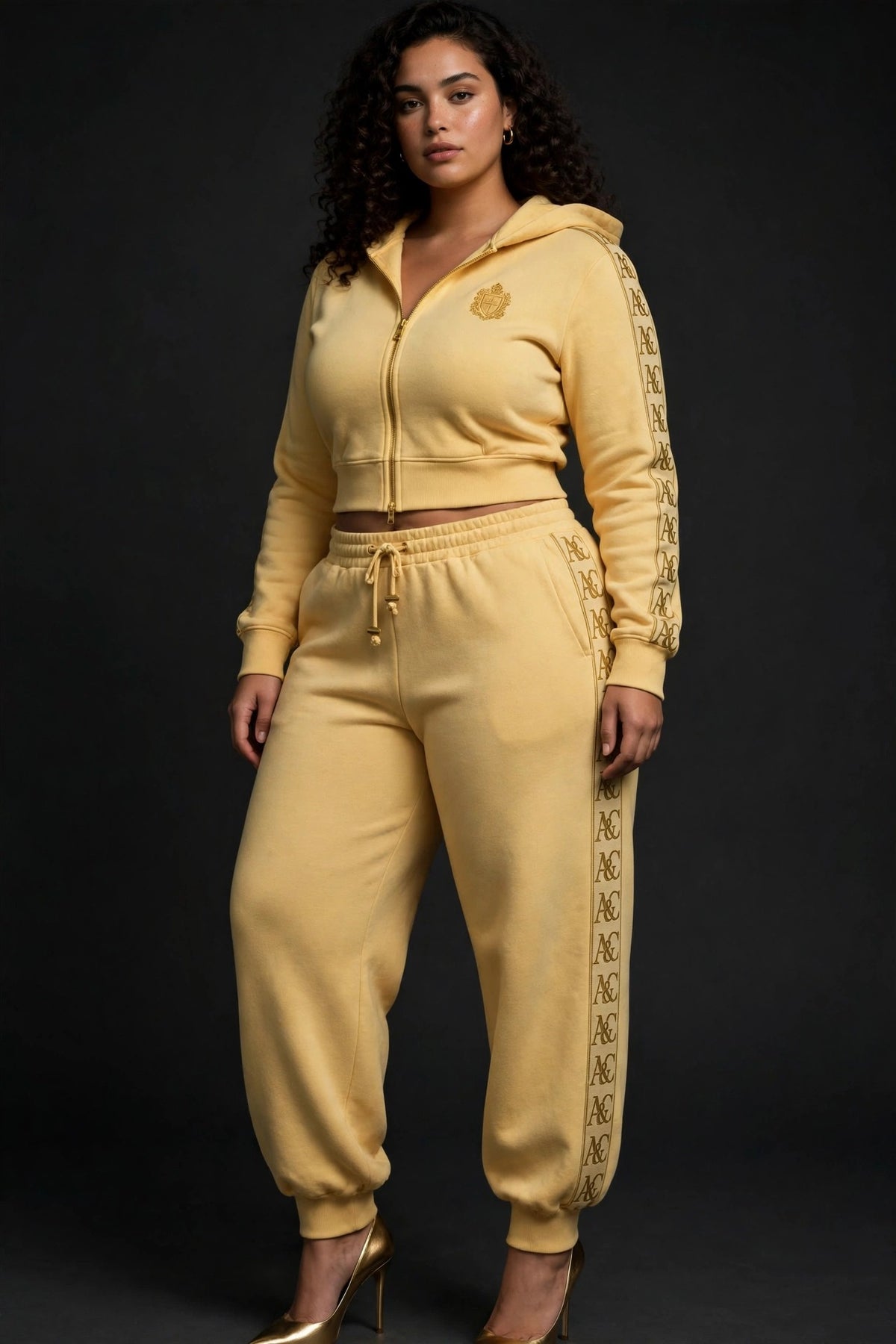 THE EMPIRE SNATCHED CROP ZIP HOODIE — HARVEST BUTTER — GROWN BUT SEXY