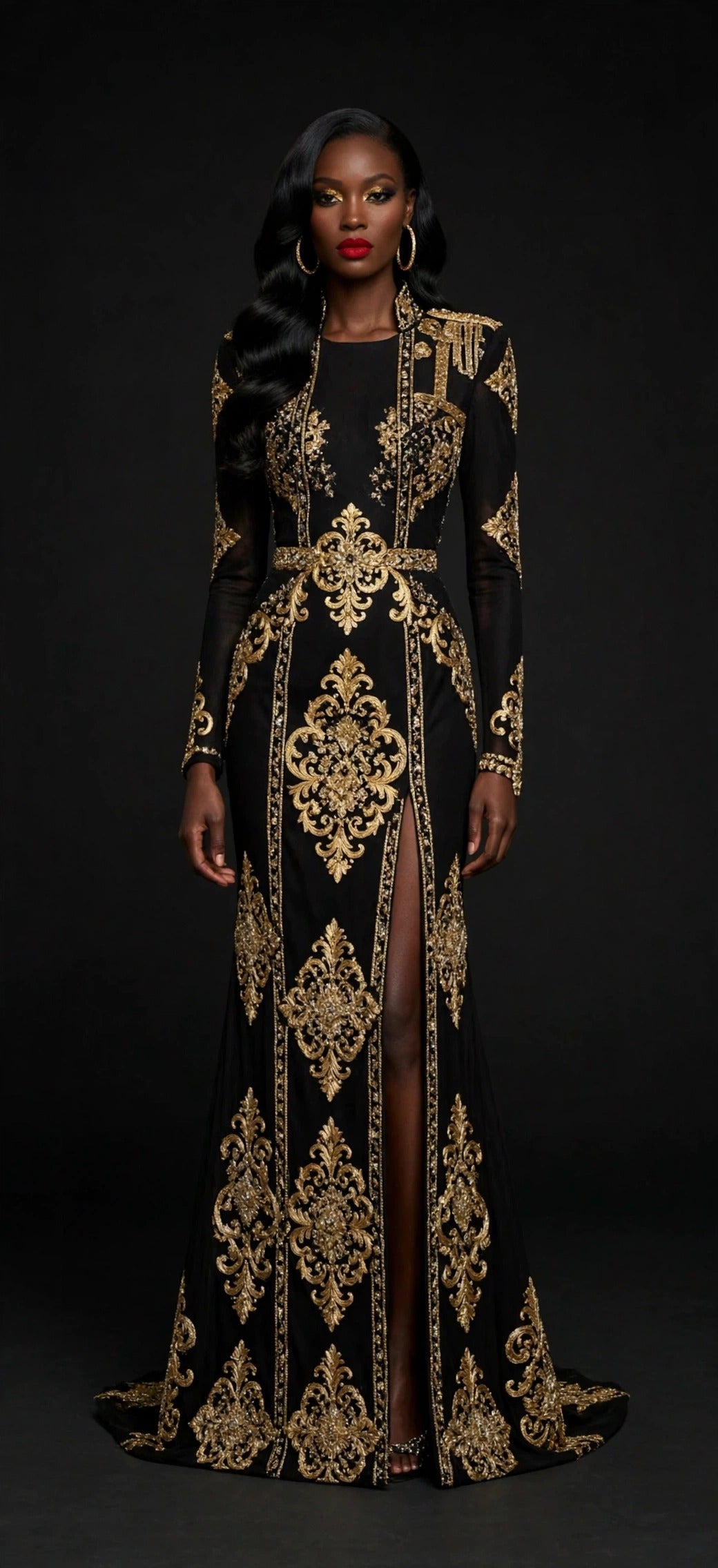 THE VAULT GOWN — Black & Gold Baroque — GROWN BUT SEXY