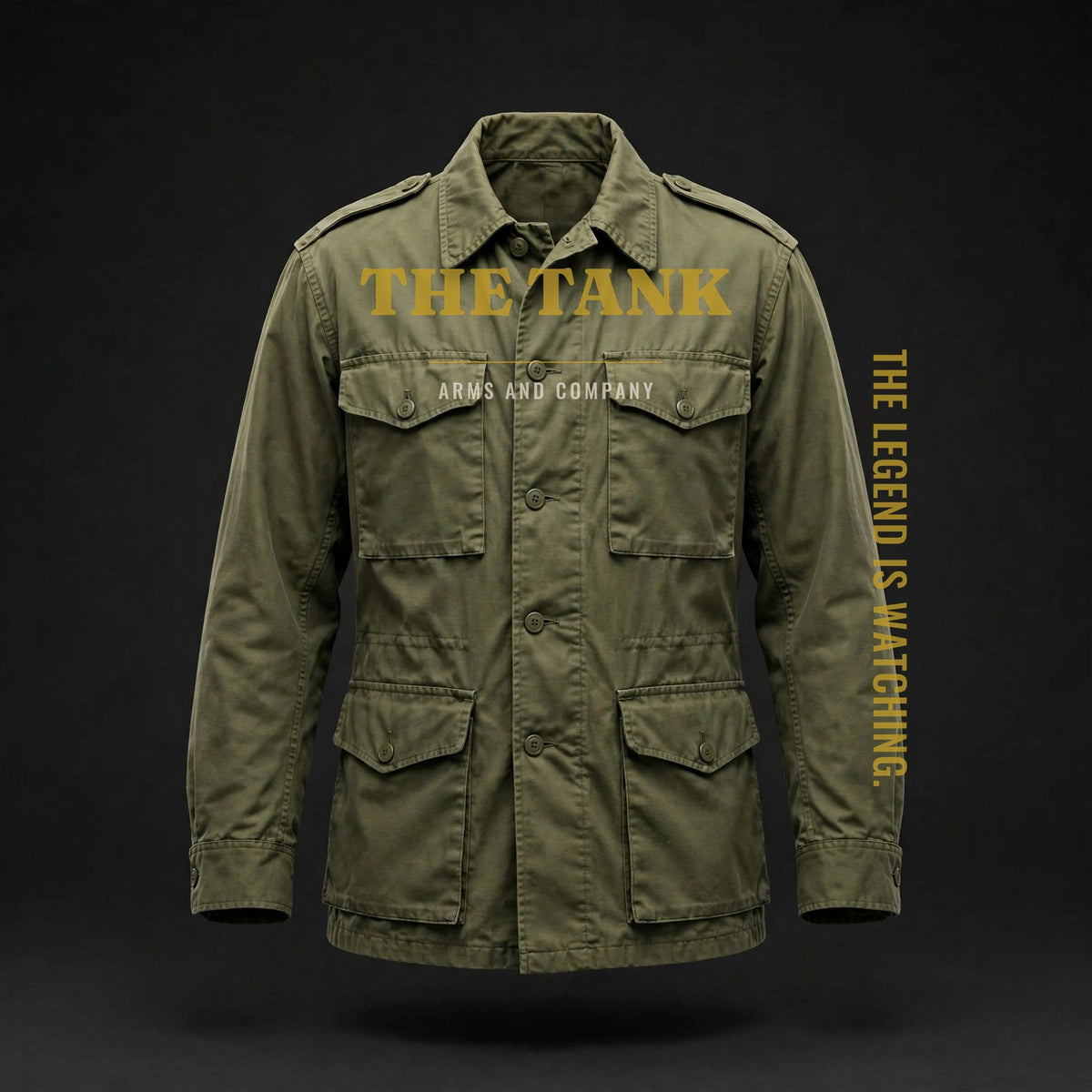 THE TANK Army Jacket — black with gold braid